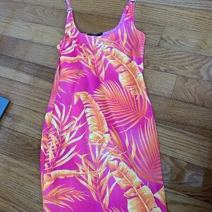 Forever 21 Pink and Orange Leaf Dress